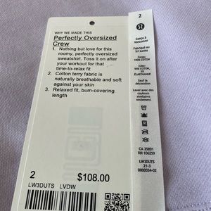 Lulu lemon lavender crew sweatshirt